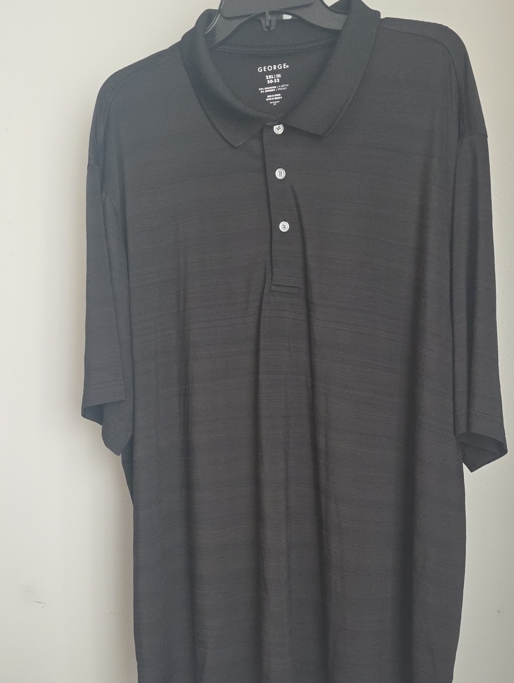 George Men’s Black Polo with Subtle Texture 2XL